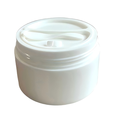 ขายปลีก 50+50 กรัม กระป๋องครีมพลาสติก PP แบบกรีดสองแบบ พร้อมเก็บของแยกกันแบบกรีดสองแบบสําหรับผลิตภัณฑ์ดูแลผิว