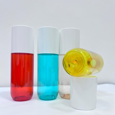 สีต่าง ๆ กระป๋องพลาสติก PET ขนาด 150 มิลลิลิตร พร้อมฝาปิดกระดาษ 15 มิลลิเมตร