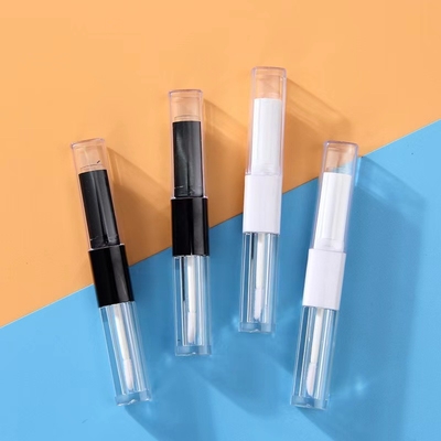 1.2ml & 2.5ml พลาสติกสี่เหลี่ยม Slim Lip Gloss Tube หัวสองตัว พร้อมสีที่กําหนดเอง