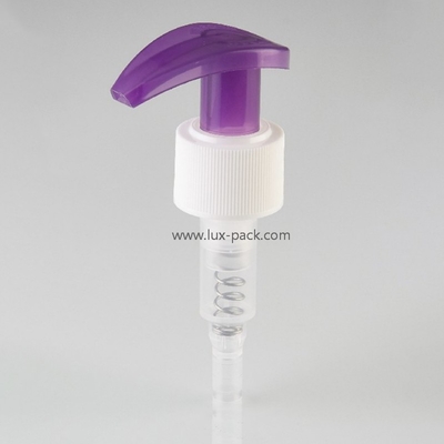 ปั๊มโลชั่นพลาสติก PP สีที่กำหนดเองสำหรับเครื่องสำอาง 24 มม. 28 มม.
