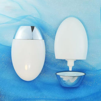 ขวดครีมกันแดดรูปไข่ขนาด 50 กรัม พร้อมฝาสีเงิน UV สำหรับบรรจุภัณฑ์เครื่องสำอาง PP ขนาด 50 มล.