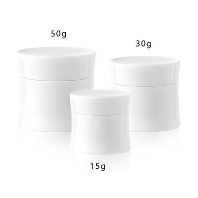 ขายปลีก 15g 30g 50g กระปุกครีมพลาสติกกระเป๋าสองกระเป๋า พร้อม PP เกรดอาหารสําหรับครีมดูแลผิวหนังและเครื่องสําอาง