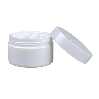 ขายปลีก 50+50 กรัม กระป๋องครีมพลาสติก PP แบบกรีดสองแบบ พร้อมเก็บของแยกกันแบบกรีดสองแบบสําหรับผลิตภัณฑ์ดูแลผิว