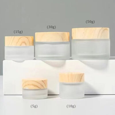 5g 10g 15g 30g 50g Frosted Glass ขวดครีมรีฟิลเครื่องสำอางไม้ธรรมชาติ Leak-proof คอนเทนเนอร์สำหรับ Eye Cream Face Mask Skincare