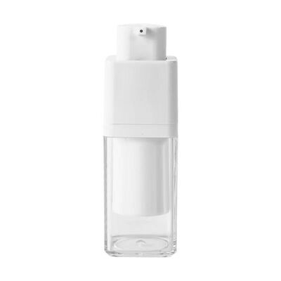 ขายปลีก รูปทรงสี่เหลี่ยม 15ml 30ml 50ml กระป๋องปั๊มไร้อากาศ พร้อมปั๊มล็อคหมุนสําหรับผลิตภัณฑ์ดูแลผิว